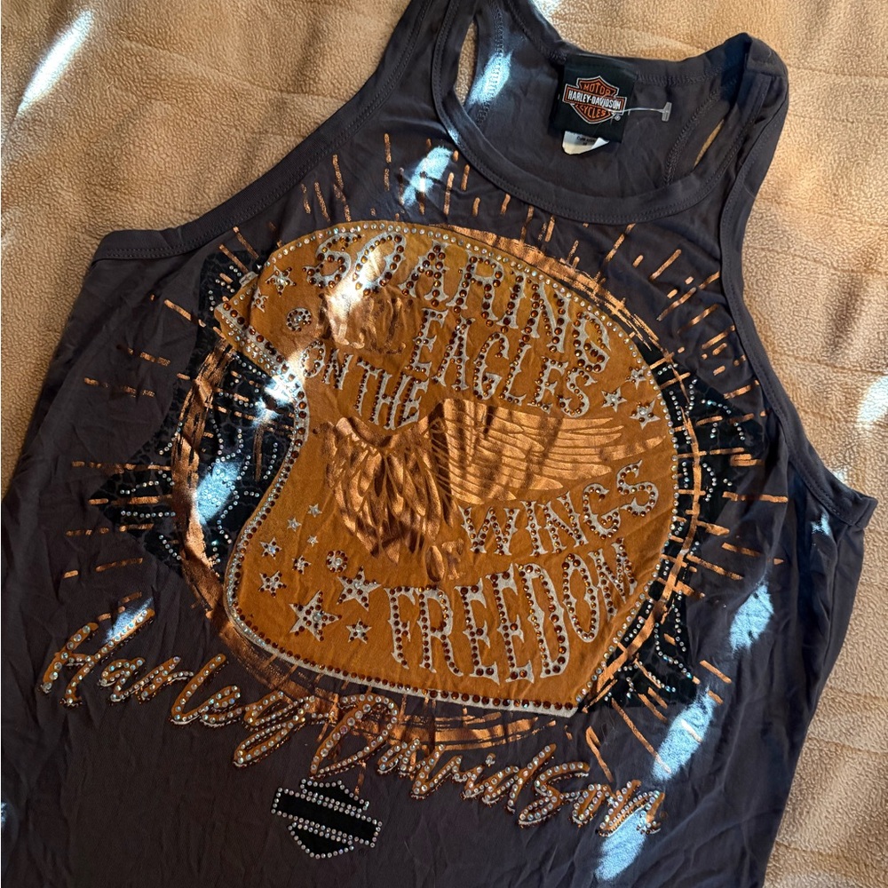 Harley-Davidson Black and Gold Graphic Tank